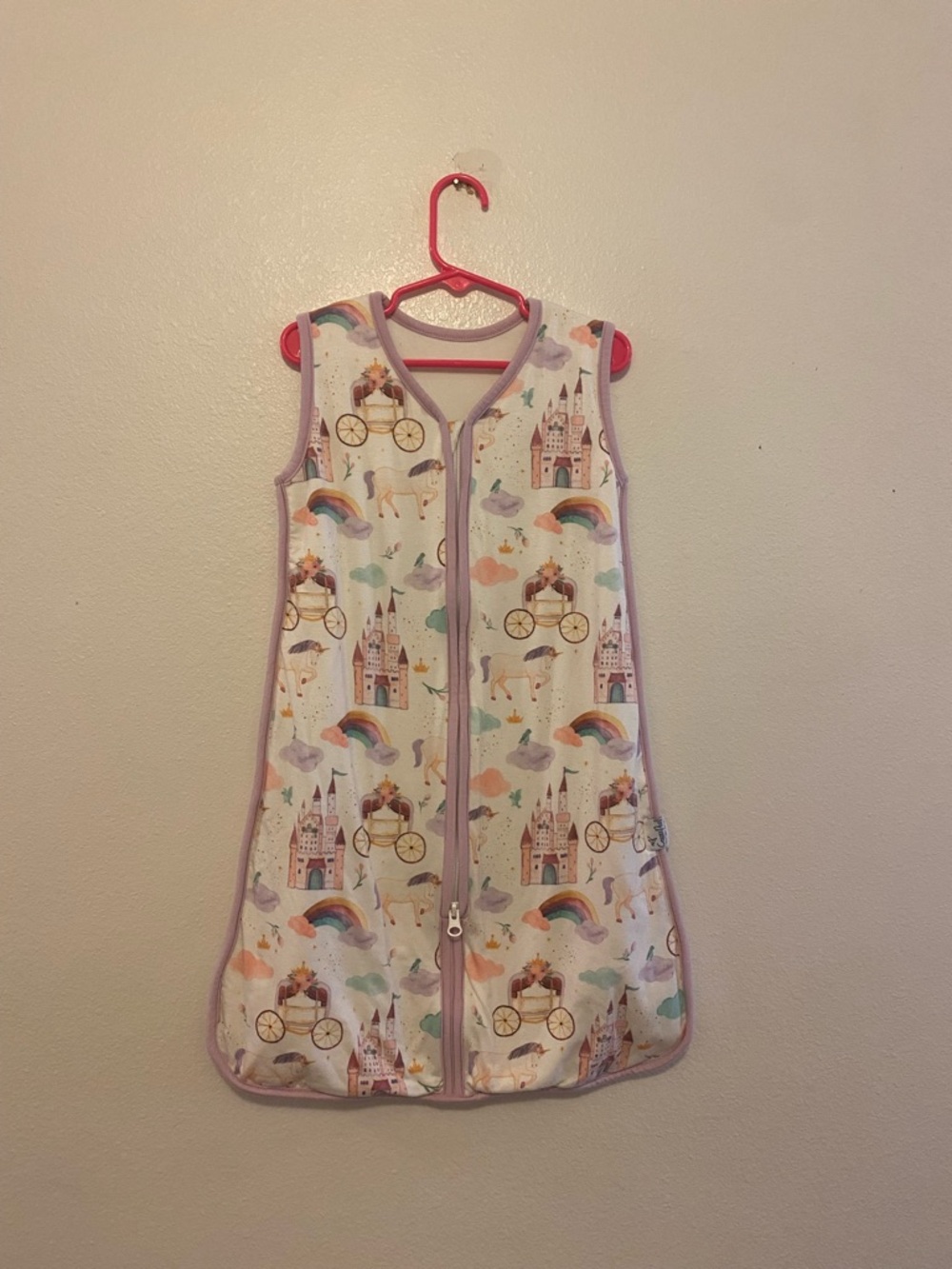 Girls' Lavender Trim Unicorn & Castle Sleep Sack - Copper Pearl